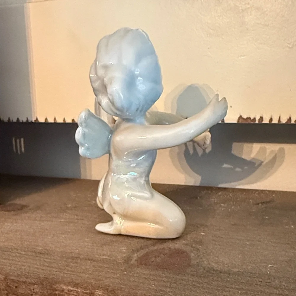 Vintage Japan Porcelain Cherub Pixie Candle Hugger Figurine
